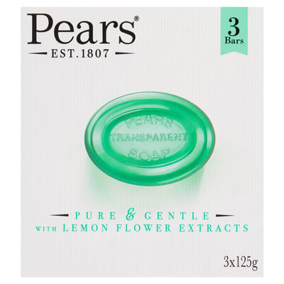 Pears Pure & Gentle Lemon Flower Soap, 3 Pack 125g