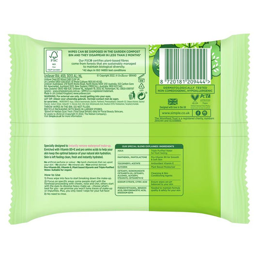 Simple Biodegradable Cleansing Wipes (25 Pack) – view 2