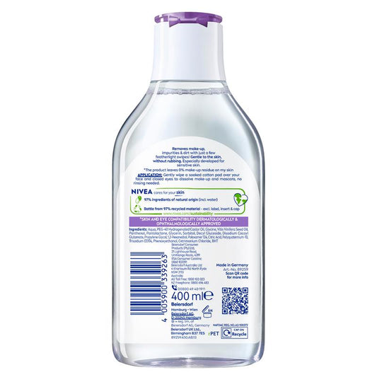NIVEA Daily Essentials Sensitive Caring Micellar Water 400ml for Gentle Cleansing-Auzzi Store