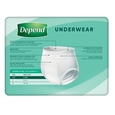 Depend Super Plus Unisex Underwear S/M 10 Pack – Maximum Protection
