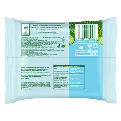 Simple Micellar Facial Wipes (20 Pack)