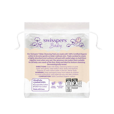 Swisspers Baby Organic Cotton Large Pads 40 - Soft & Safe Cleansing