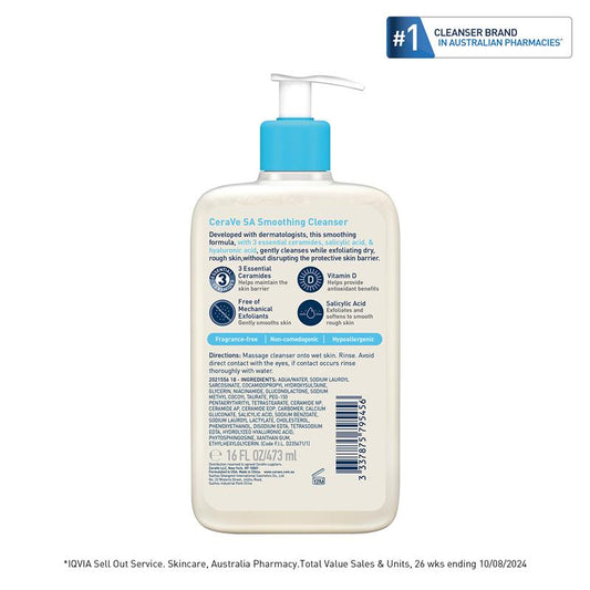 CeraVe SA Smoothing Cleanser 473ml - Gentle Salicylic Acid Cleanser for Dry Skin – view 2 - Auzzistore