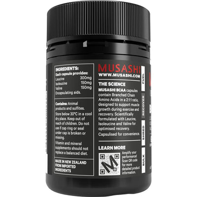Musashi Muscle Recovery BCAAs - 60 Capsules for Optimal Recovery