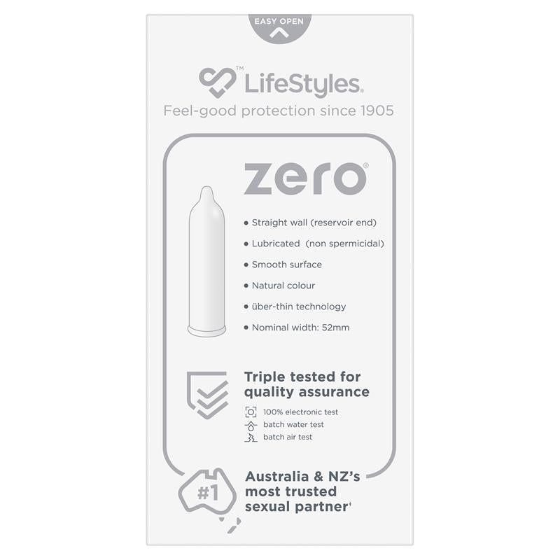 LifeStyles Zero Ultra Thin Latex 10  Condoms , 52mm Lubricated