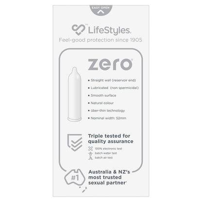 LifeStyles Zero Ultra Thin Latex 10  Condoms , 52mm Lubricated