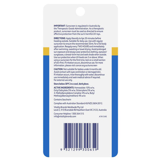 Cancer Council SPF 50+ Ultra Sunscreen Lip Balm 4g - Ultimate Sun Protection - Auzzi Store