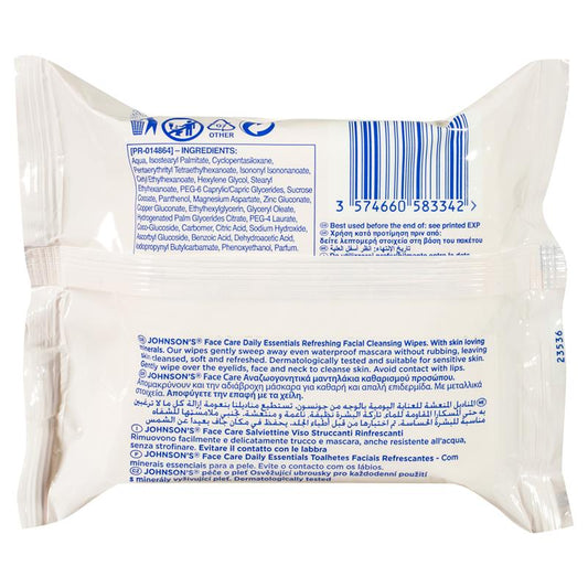 Johnson's Face Care Refreshing Facial Cleansing Wipes 25 Pack - Gentle Makeup Remover-Auzzi Store