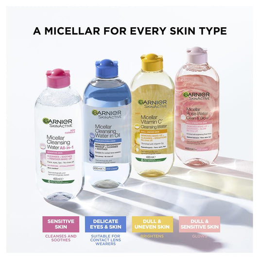 Garnier SkinActive Micellar Cleansing Water with Oil for Delicate Eyes & Skin - 400ml - Auzzi Store