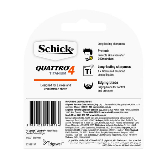 Schick Quattro 4 Titanium Men's Refill Razor Blades - 4 Pack – view 2 - Auzzistore