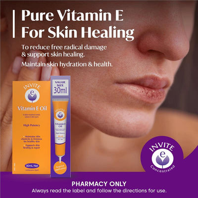Invite E Vitamin E Pure Oil - 30ml for Skin Health