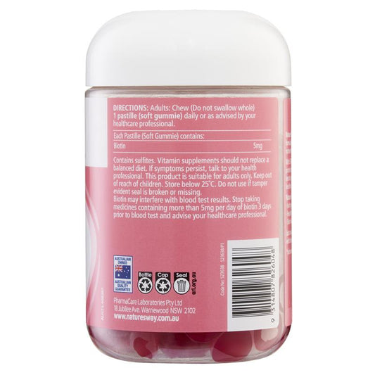 Nature's Way Beauty Biotin for Hair Gummies 120 Pastilles - Strengthen Your Hair Naturally