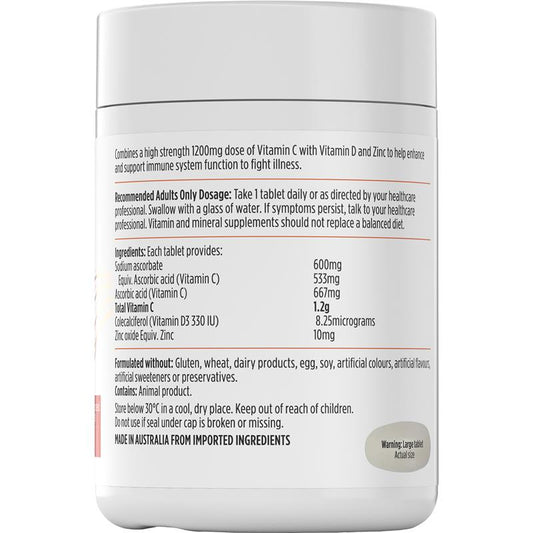 Nutra-Life Vitamin C 1200mg + D3 + Zinc Tablets – Immune Support – view 2