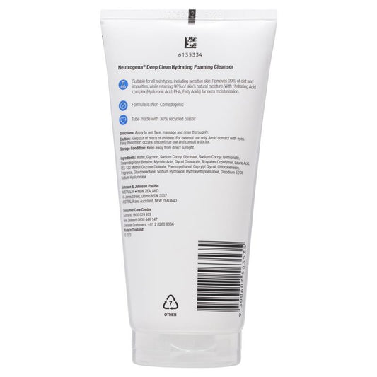 Neutrogena Deep Clean Hydrating Foaming Cleanser 150g - Moisturizing Cleanser