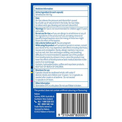 De Gas 24 Capsules - Effective Relief for Adults and Teens