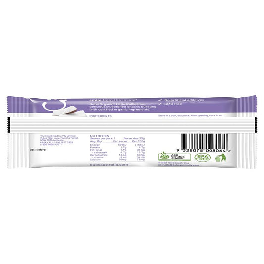 Bubs Organic Little Rollies Coconut Snack for 12 Months+ - 25g - Auzzi Store