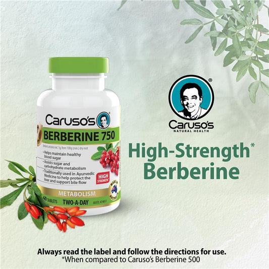 Caruso's Berberine 750 60 Tablets - Blood Sugar Support-Auzzi Store