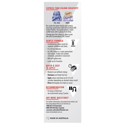 Schwarzkopf LIVE Colour Pastels Dusty Lavender Semi-Permanent Hair Dye - 75ml