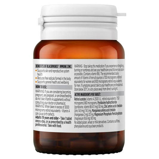 Blackmores Immune Zinc 60 Tablets - Essential Immune Support-Auzzi Store