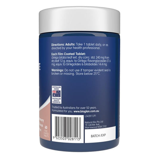 Bioglan Ginkgo Forte 12000mg – 60 Tablets for Memory & Focus – view 2