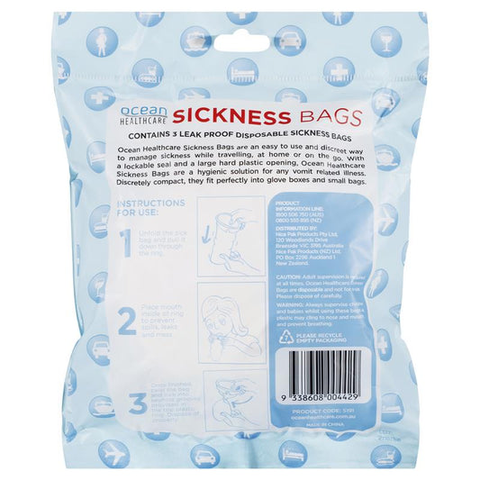 Ocean Healthcare Sickness Bags - 3 Pack for Travel & Home-Auzzi Store
