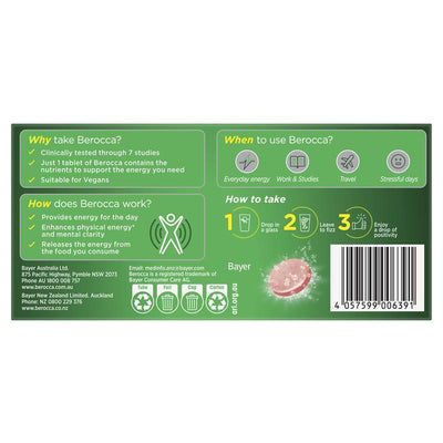 Berocca Energy Original Berry 30 Effervescent Tablets - Energize Your Mind and Body