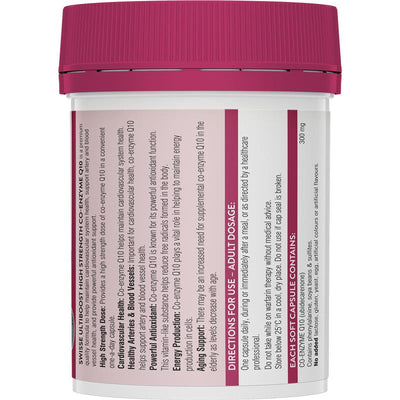 Swisse High Strength CoQ10 300mg - 90 Capsules for Heart Health