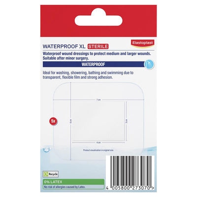 Elastoplast Waterproof Dressing XL 6x7cm - 5 Pack for Larger Wounds