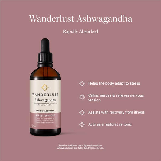 Wanderlust Ashwagandha Liquid Extract 140ml - Natural Stress Relief – view 2 - Auzzistore
