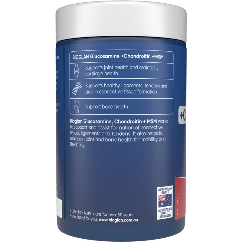 Bioglan Glucosamine Chondroitin + MSM - 180 Tablets for Joint Health