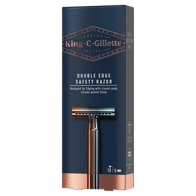 King C Gillette Double Edge Safety Razor + 5 Razor Blades - Ultimate Shaving Experience