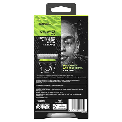Gillette Labs Exfoliating Men's Razor with Magnetic Stand & 4 Blade Refills