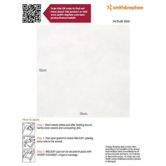 Melolin Absorbent Wound Pad - 10cm x 10cm (100 Count)-Auzzi Store