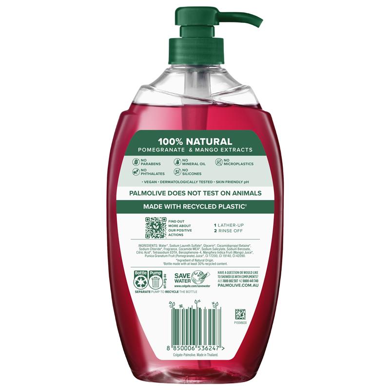 Palmolive Naturals Pomegranate Mango Body Wash 1L – Vegan, 95% Natural