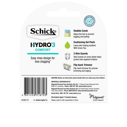 Schick Hydro 3 Men's Razor Refills, 4-Pack, 3 Ultra Glide Blades