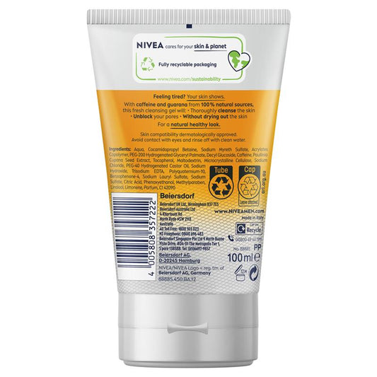 NIVEA MEN Active Energy Face Wash Gel 100ml - Refresh and Revitalize-Auzzi Store