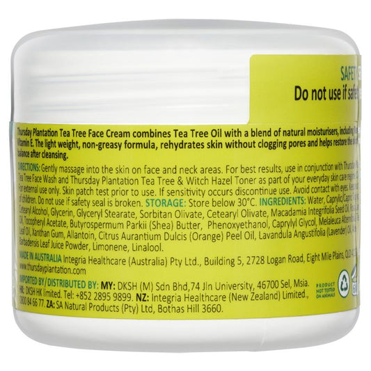 Thursday Plantation Tea Tree Face Cream 65g - Natural Moisturizer-Auzzi Store