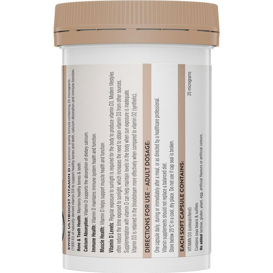 Swisse Vitamin D3 250 Capsules – Bone, Teeth & Immune Support – view 2