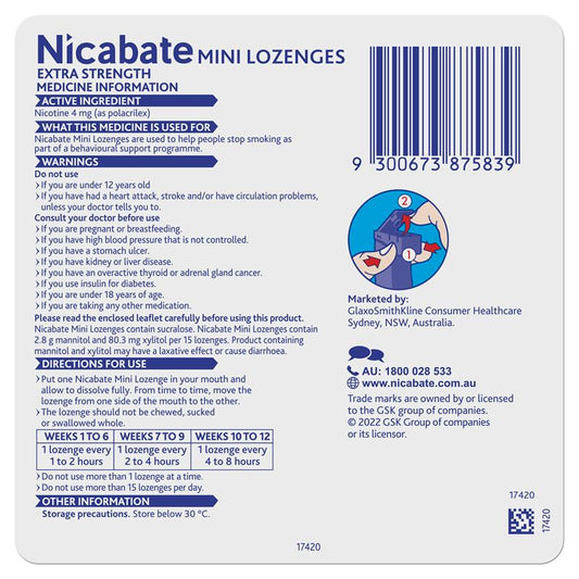 Nicabate Minis 4mg - 20 Lozenges for Quick Craving Relief – view 2