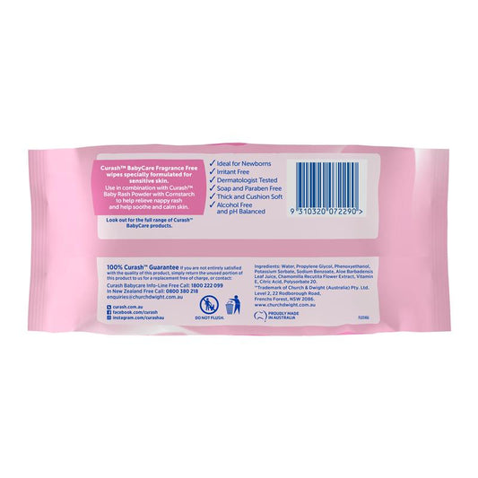 Curash Babycare Fragrance Free Wipes 80 - Gentle Care for Sensitive Skin-Auzzi Store