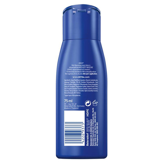 NIVEA Rich Nourishing Body Lotion Moisturiser 48H 75ml - Ultimate Hydration for Dry Skin-Auzzi Store