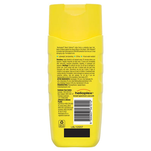 Neutrogena Beach Defence Sun + Water Sunscreen Lotion SPF 50 - 198mL-Auzzi Store