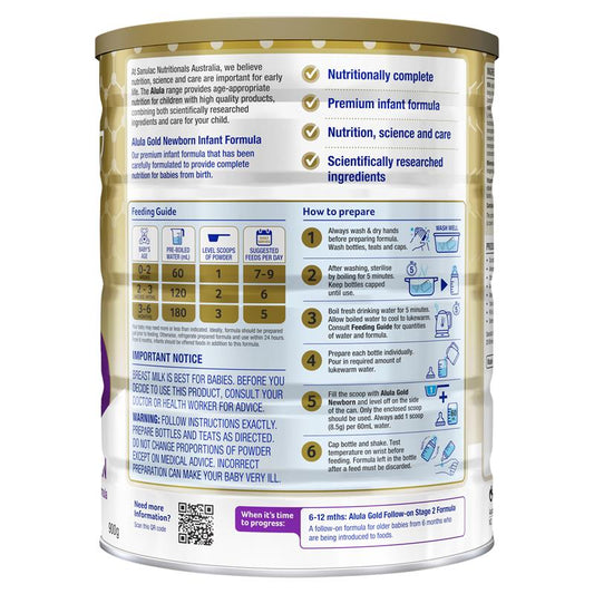 Alula Gold Stage 1 Newborn Infant Formula 0-6 Months - 900g - Auzzi Store