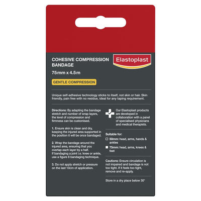 Elastoplast Cohesive Compression Bandage Tan 7.5cm x 4.5m - Flexible Support for Injuries