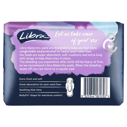 Libra Extra Long Maternity Pads with Wings - 10 Pads, Aloe Vera