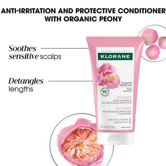 Klorane Conditioner with Organic Peony 150ml - Soothing Care for Sensitive Scalps - Auzzi Store