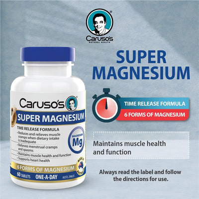 Caruso's Super Magnesium 300mg, 6 Forms, Time Release, 60 Tablets