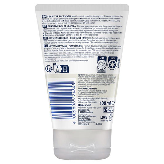 NIVEA MEN Face Wash Sensitive - 100mL-Auzzi Store