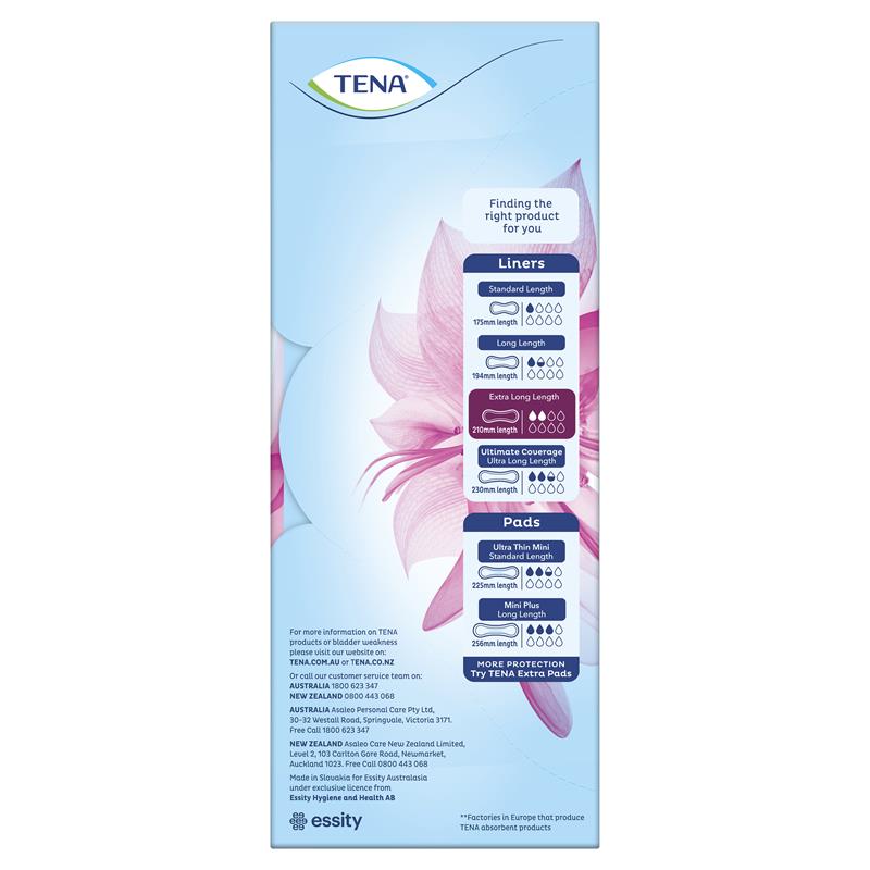 TENA Extra Long Liners 24 Liner for Light Incontinence, Odor Control