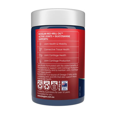 Bioglan Red Krill Oil with Glucosamine for Joint Health – 60 Capsules